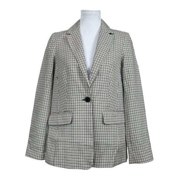 ASOS‎ Miss Selfridge One Button US 8 UK 12 Plaid Office Career Blazer Jacket - Picture 2 of 11